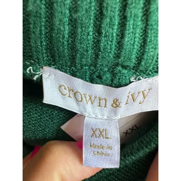 Crown & Ivy Hunt Green Pull over Thick Sweater XXL - Picture 5 of 7